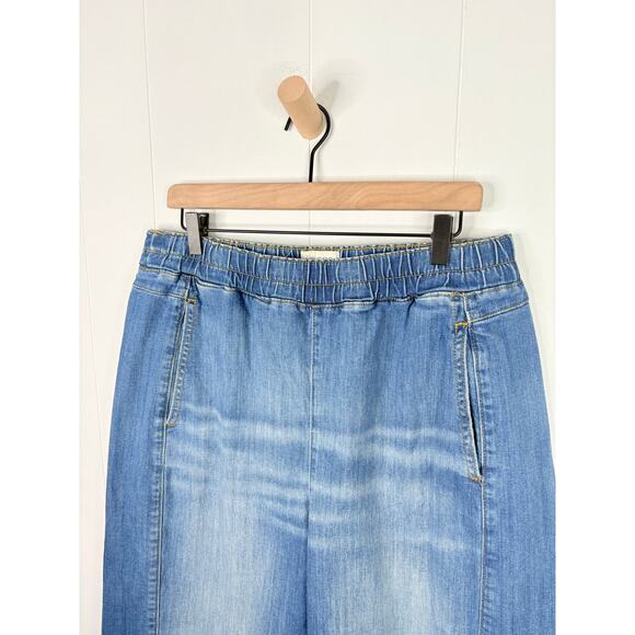 Anthropologie Pilcro Izzie Relaxed Pull On Barrel Jeans Large Cropped Wide Leg - Picture 6 of 12